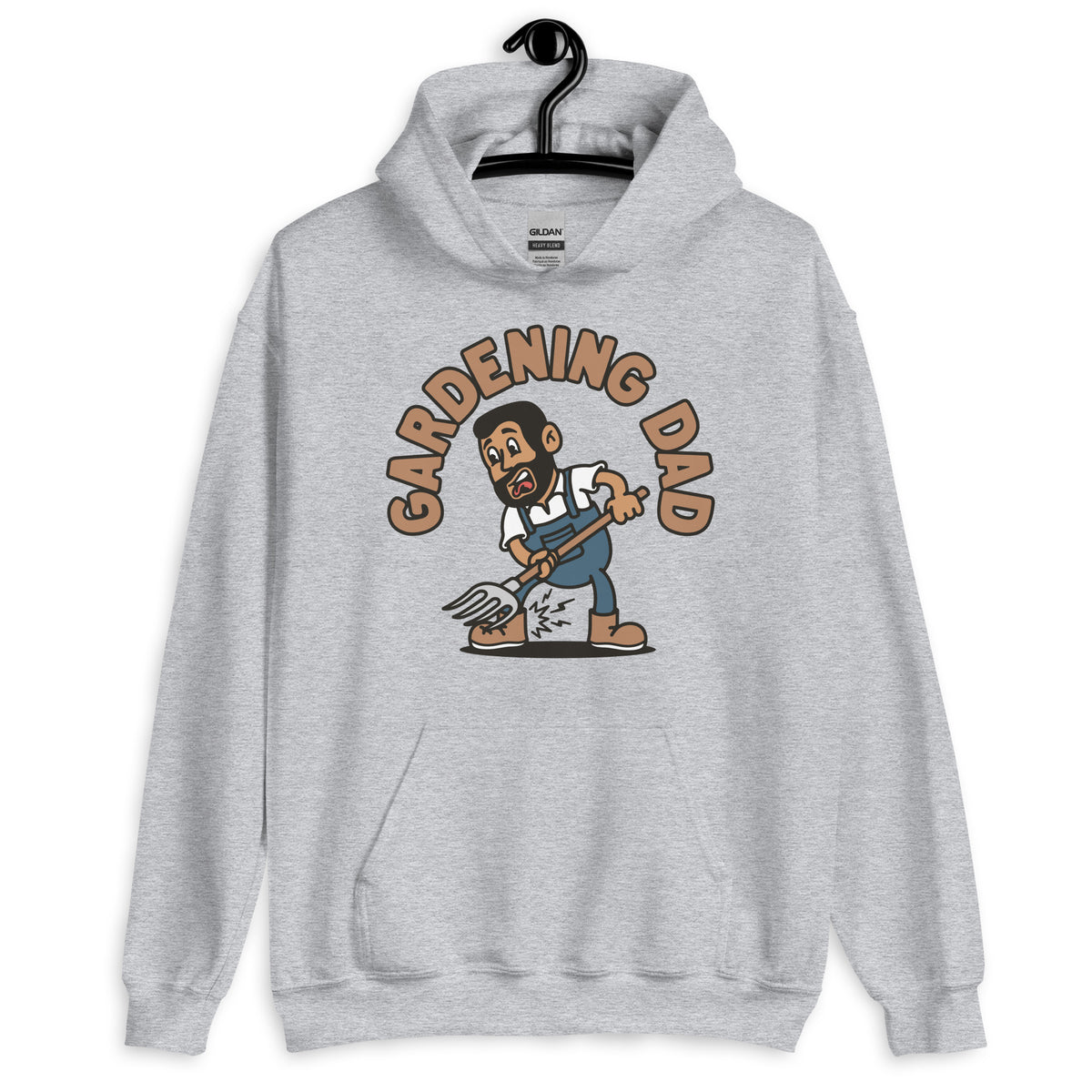 Gardening Black Hair Tan Skin Tone No-Glasses Short Beard Dad Hoodie