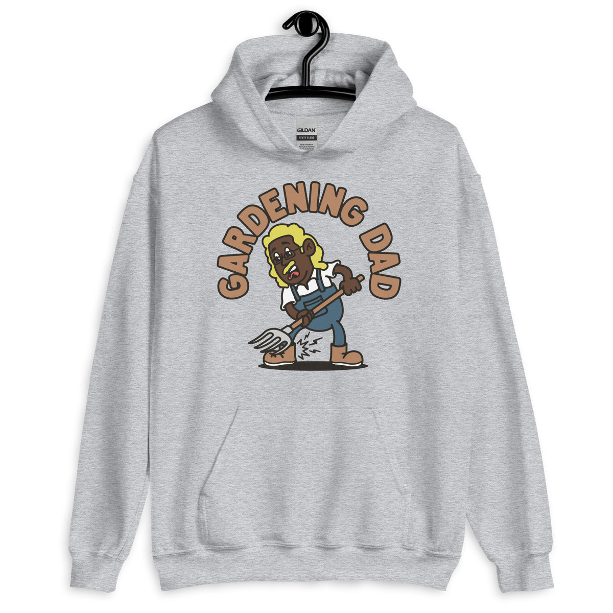 Gardening Blond Hair Dark Skin Tone Glasses Long Moustache Dad Hoodie