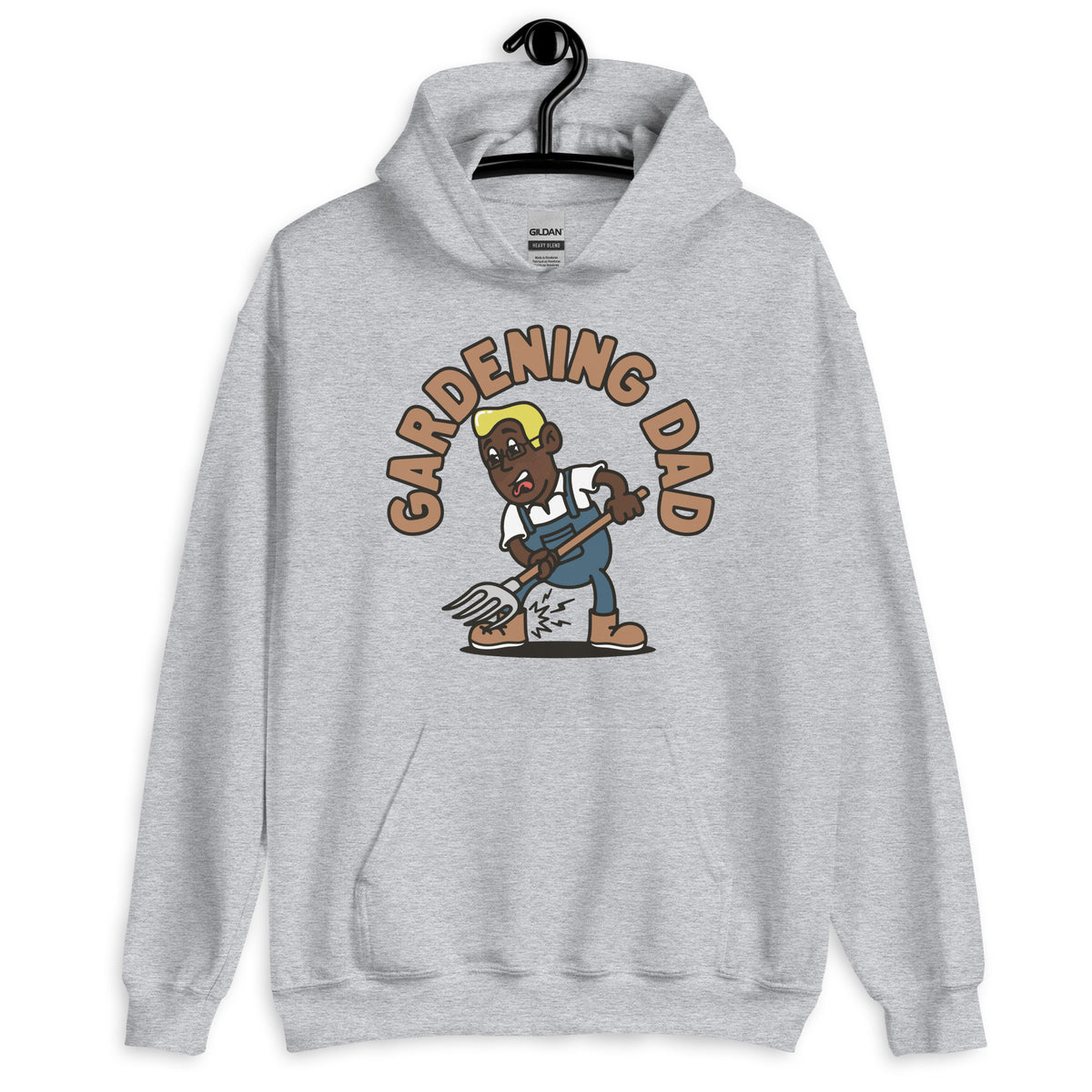 Gardening Blond Hair Dark Skin Tone Glasses Medium Stubble Dad Hoodie