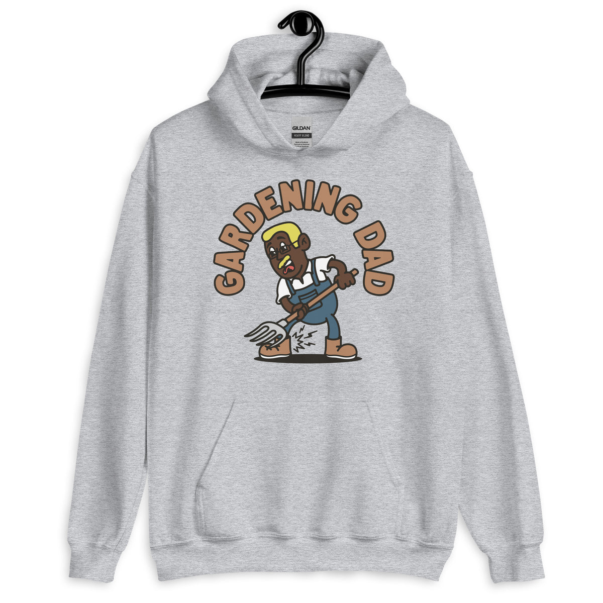 Gardening Blond Hair Dark Skin Tone Glasses Short Moustache Dad Hoodie