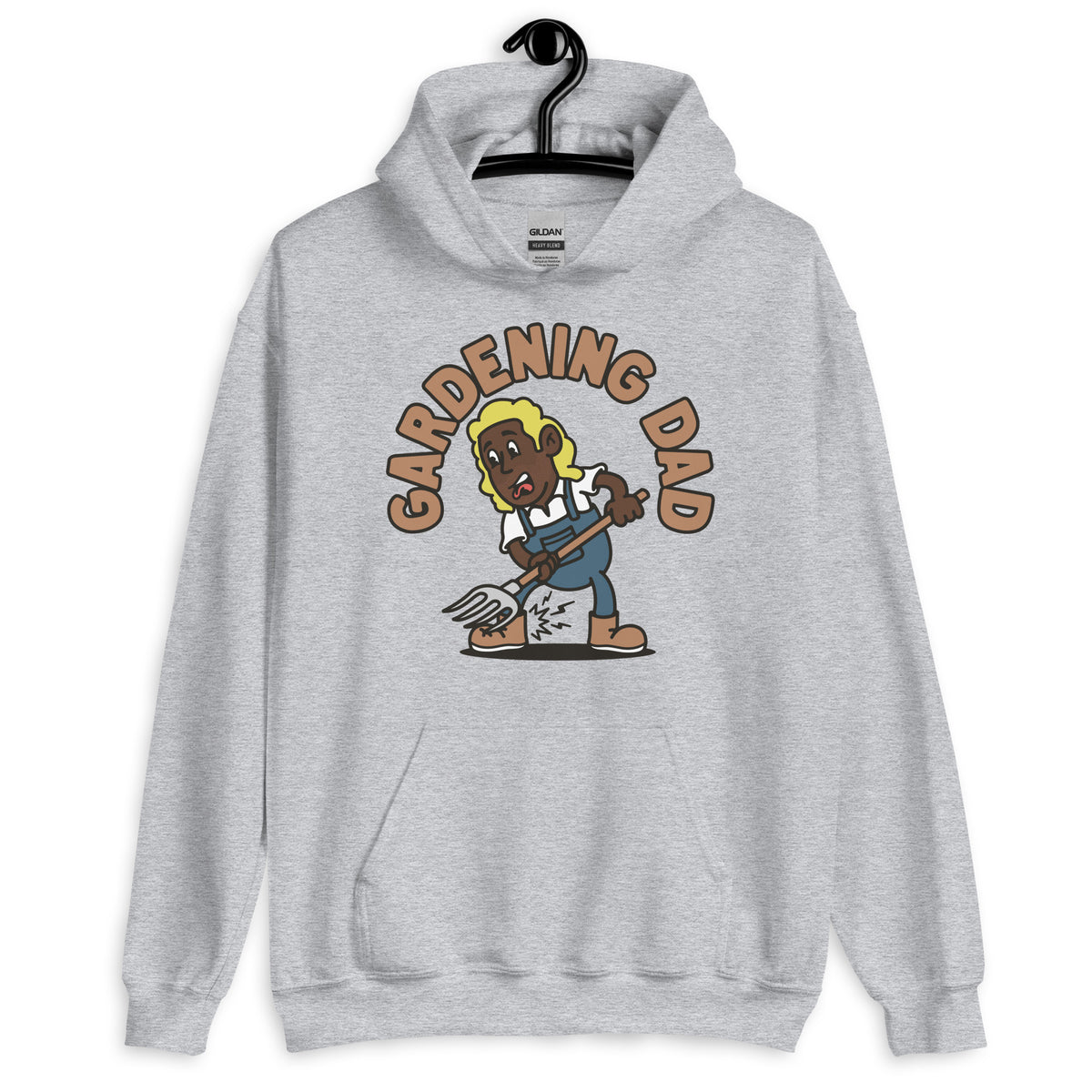 Gardening Blond Hair Dark Skin Tone No-Glasses Long Stubble Dad Hoodie