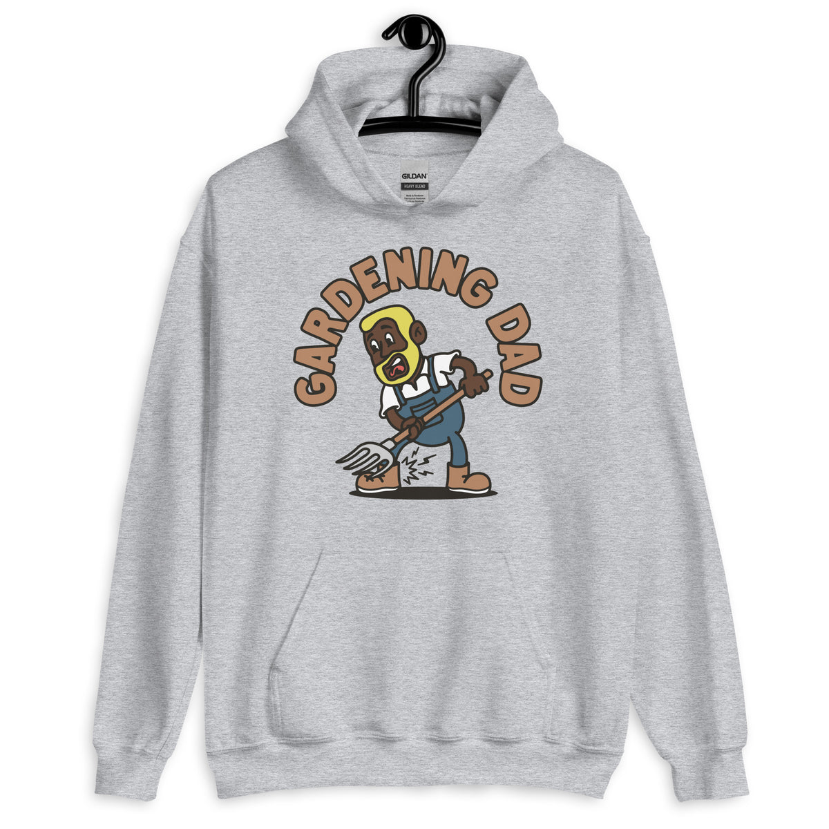 Gardening Blond Hair Dark Skin Tone No-Glasses Short Beard Dad Hoodie