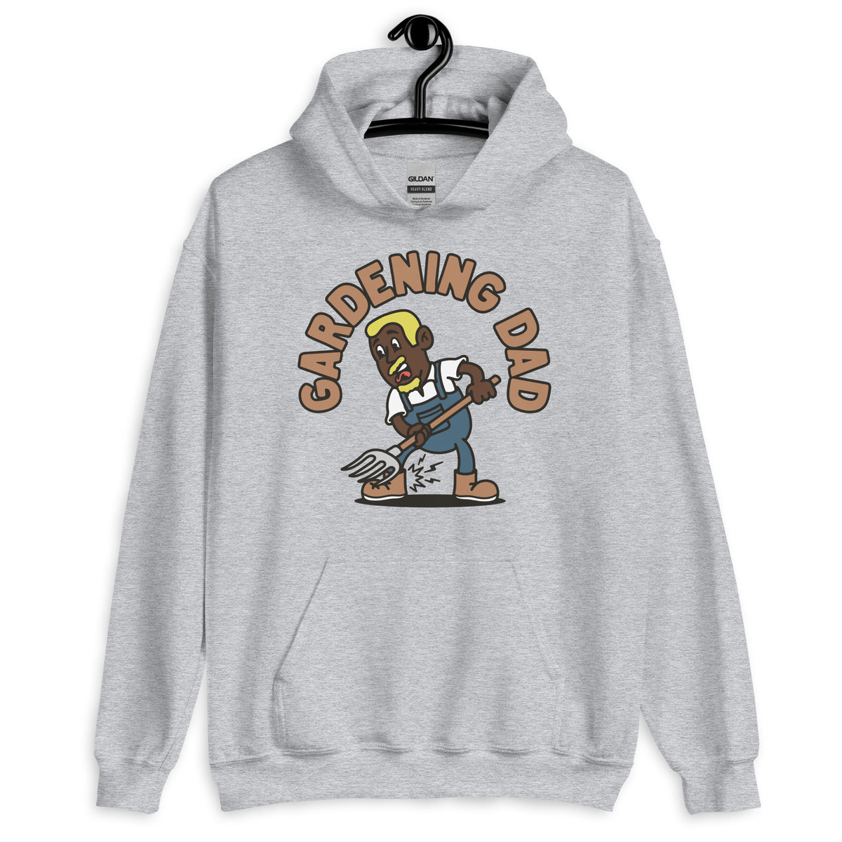 Gardening Blond Hair Dark Skin Tone No-Glasses Short Moustache & Chin Beard Dad Hoodie