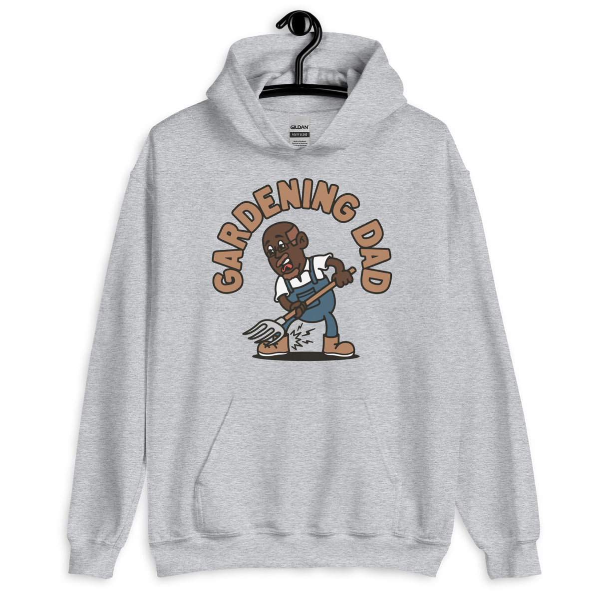 Gardening Brown Hair Dark Skin Tone Glasses Bald Moustache & Chin Beard Dad Hoodie