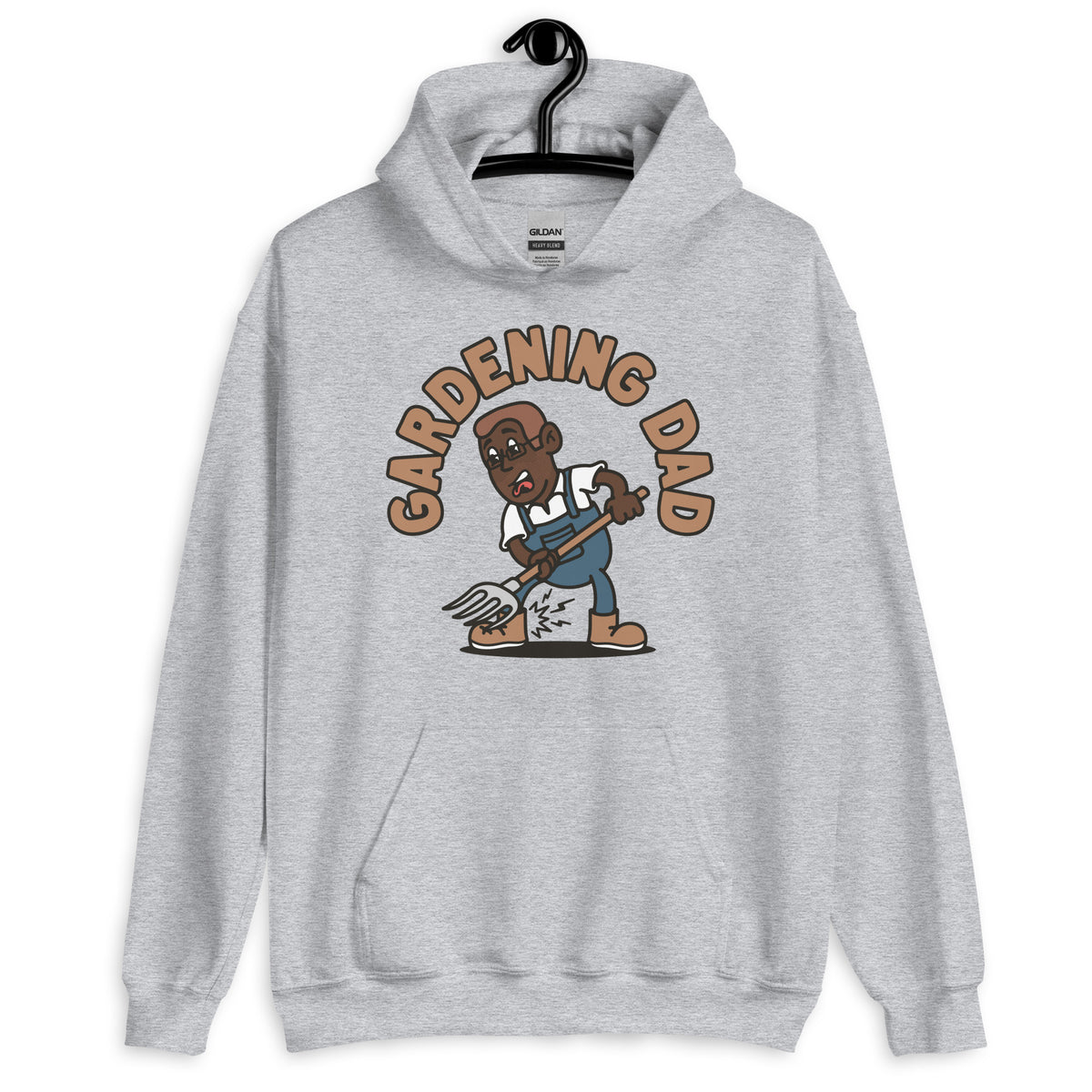 Gardening Brown Hair Dark Skin Tone Glasses Short Stubble Dad Hoodie