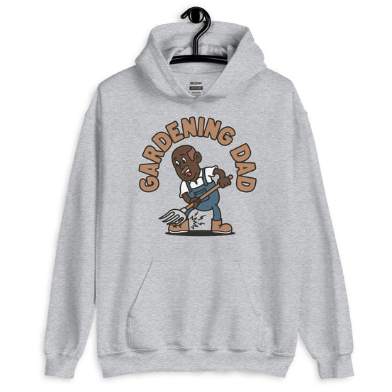 Gardening Brown Hair Dark Skin Tone No-Glasses Bald Moustache Dad Hoodie