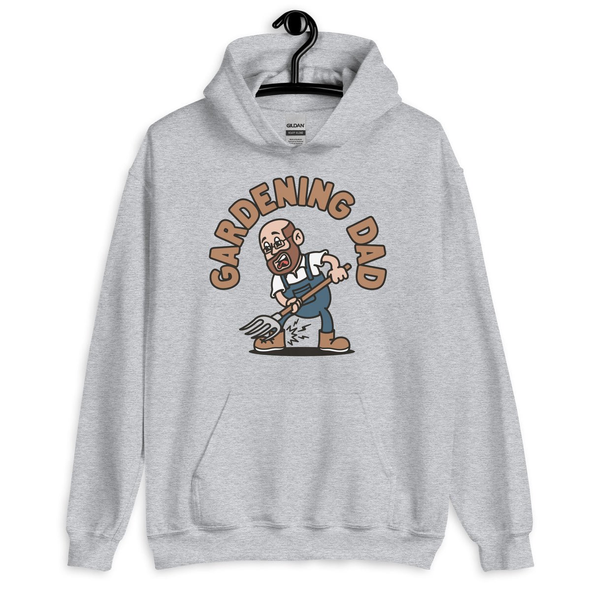 Gardening Brown Hair Light Skin Tone Glasses Bald Beard Dad Hoodie