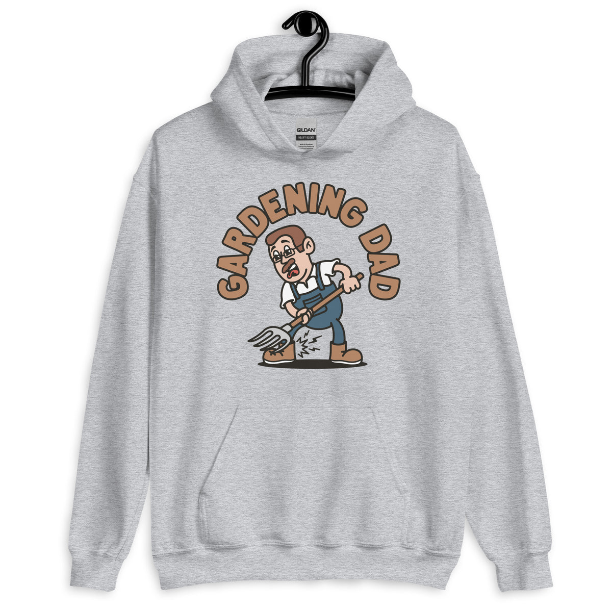 Gardening Brown Hair Light Skin Tone Glasses Short Moustache Dad Hoodie