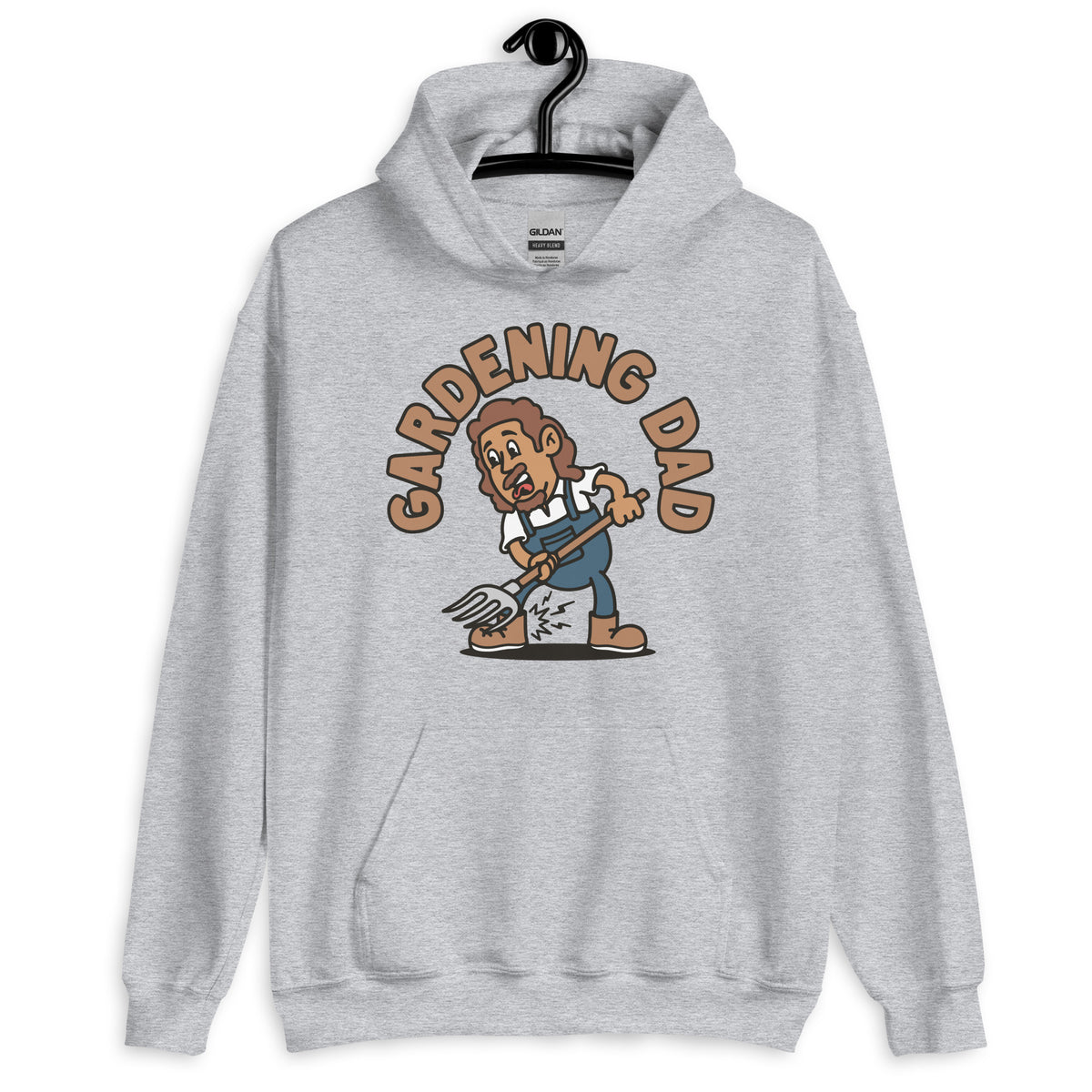 Gardening Brown Hair Tan Skin Tone No-Glasses Long Moustache & Chin Beard Dad Hoodie