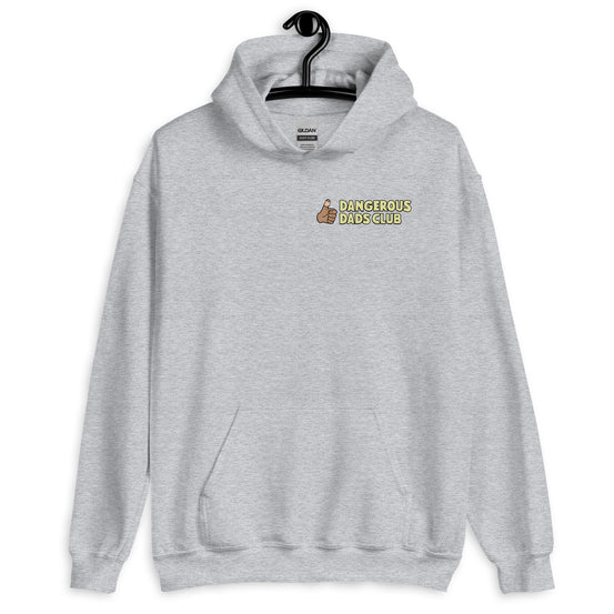 Dangerous Dads Club Hoodie - yellow logo with tan thumb