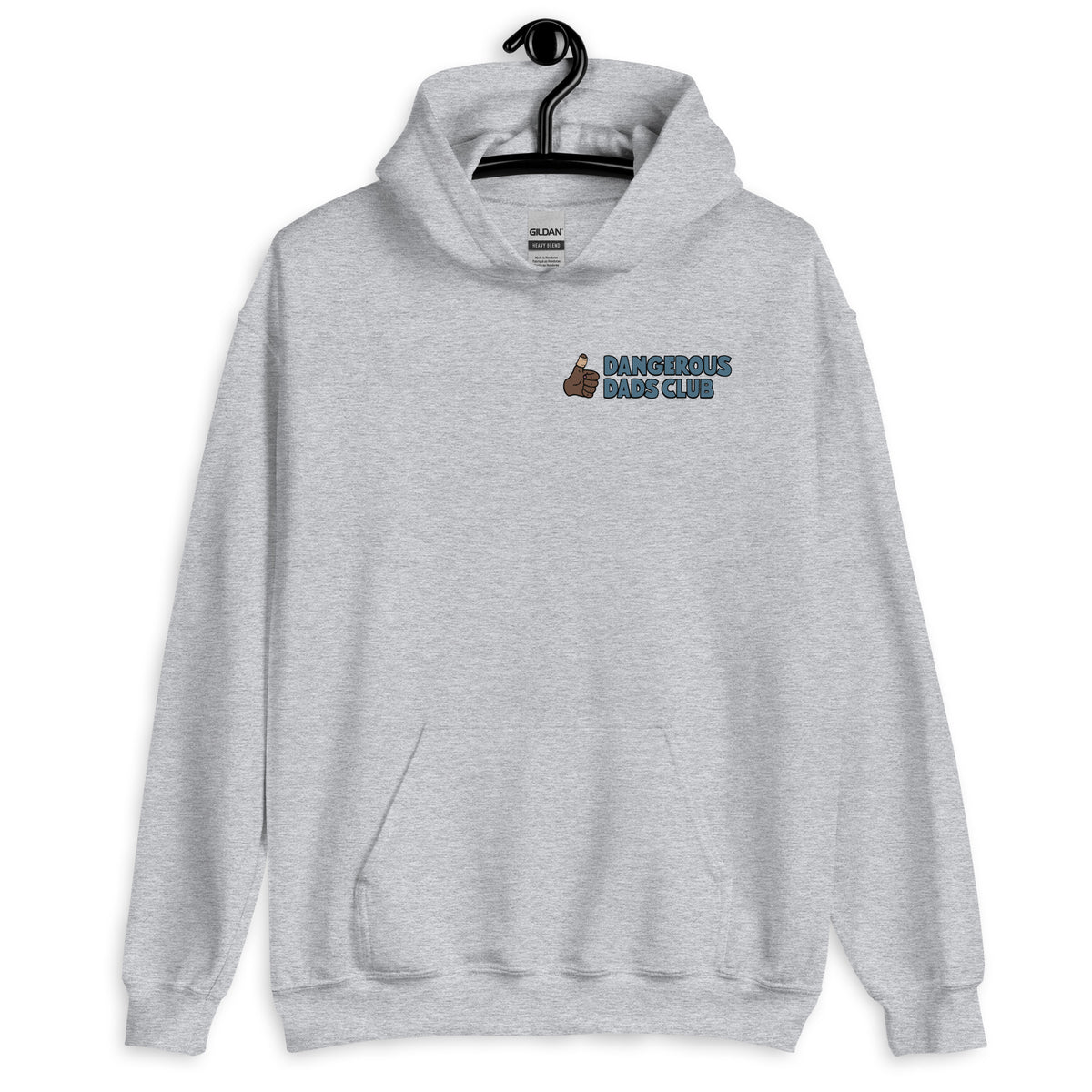 Dangerous Dads Club Hoodie - blue logo with dark thumb