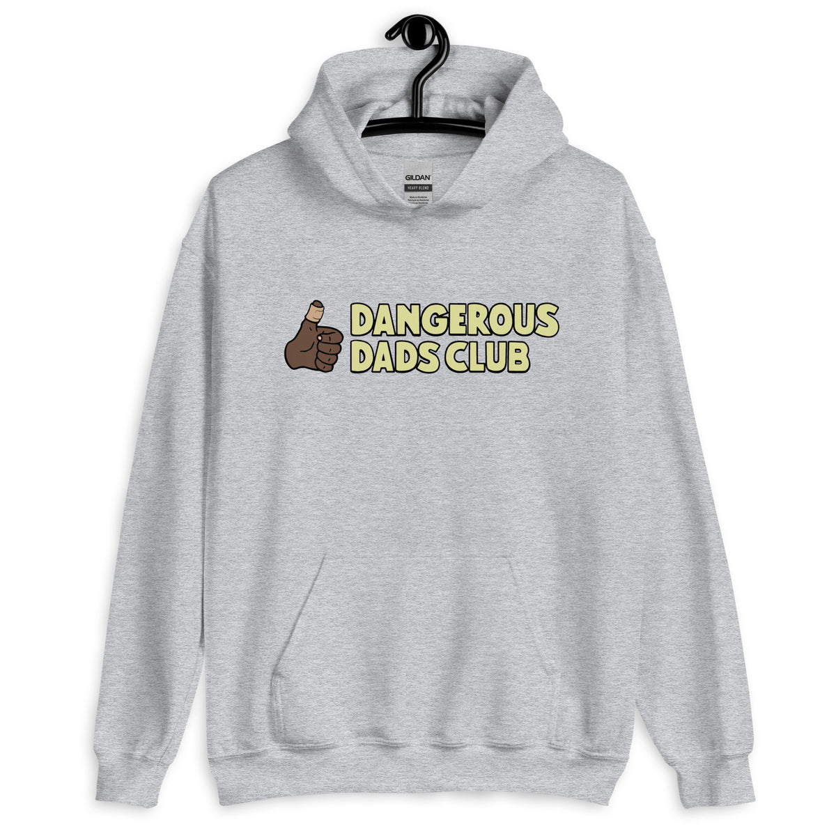 Dangerous Dads Club Hoodie - yellow logo-dark thumb