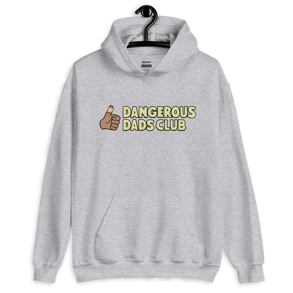 Dangerous Dads Club Hoodie - yellow logo - tan thumb