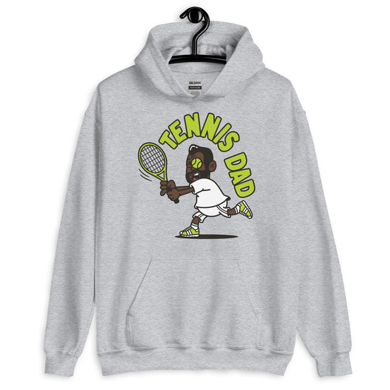 Tennis Black Hair Dark Skin Tone Glasses Medium Beard Dad Hoodie