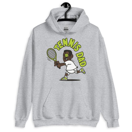 Tennis Black Hair Dark Skin Tone No-Glasses Short Moustache Dad Hoodie