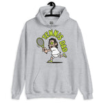 Tennis Black Hair Light Skin Tone Glasses Long Stubble Dad Hoodie