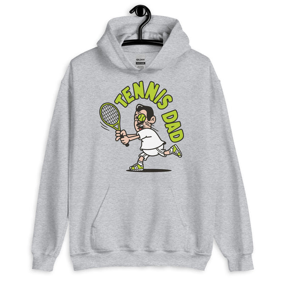 Tennis Black Hair Light Skin Tone Glasses Medium Moustache Dad Hoodie