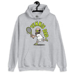 Tennis Black Hair Light Skin Tone No-Glasses Bald Beard Dad Hoodie