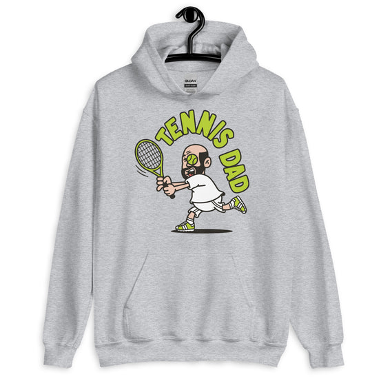Tennis Black Hair Light Skin Tone No-Glasses Bald Beard Dad Hoodie