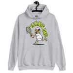 Tennis Black Hair Light Skin Tone No-Glasses Bald Moustache Dad Hoodie