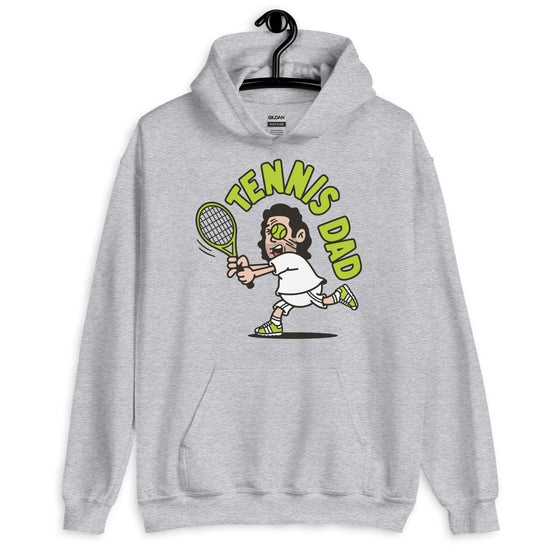 Tennis Black Hair Light Skin Tone No-Glasses Long Stubble Dad Hoodie