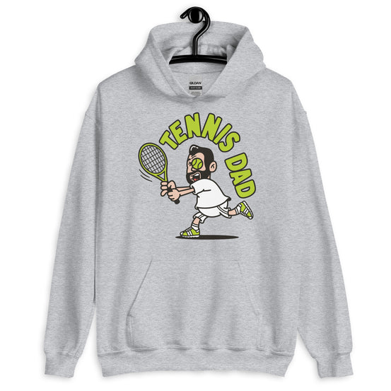 Tennis Black Hair Light Skin Tone No-Glasses Medium Beard Dad Hoodie