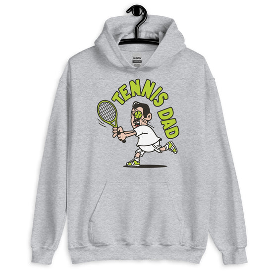 Tennis Black Hair Light Skin Tone No-Glasses Medium Moustache Dad Hoodie