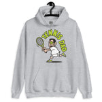 Tennis Black Hair Light Skin Tone No-Glasses Short Stubble Dad Hoodie