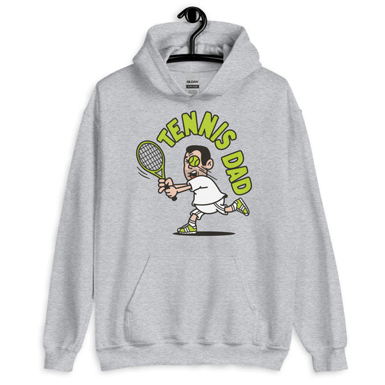 Tennis Black Hair Light Skin Tone No-Glasses Short Stubble Dad Hoodie