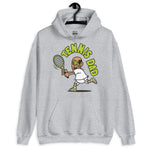 Tennis Black Hair Tan Skin Tone Glasses Bald Stubble Dad Hoodie