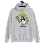 Tennis Black Hair Tan Skin Tone Glasses Long Beard Dad Hoodie