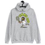 Tennis Black Hair Tan Skin Tone Glasses Short Beard Dad Hoodie