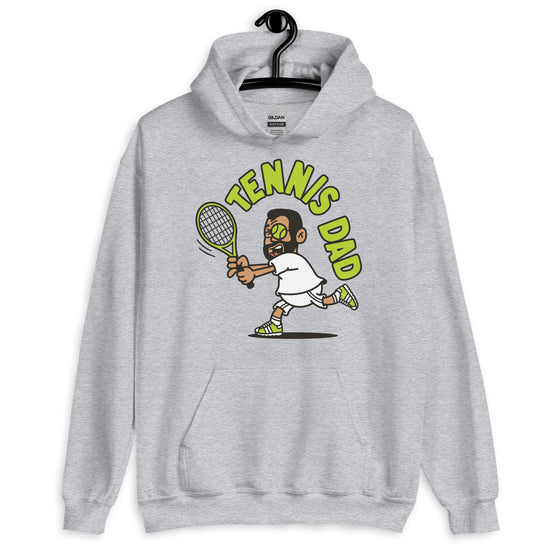 Tennis Black Hair Tan Skin Tone Glasses Short Beard Dad Hoodie