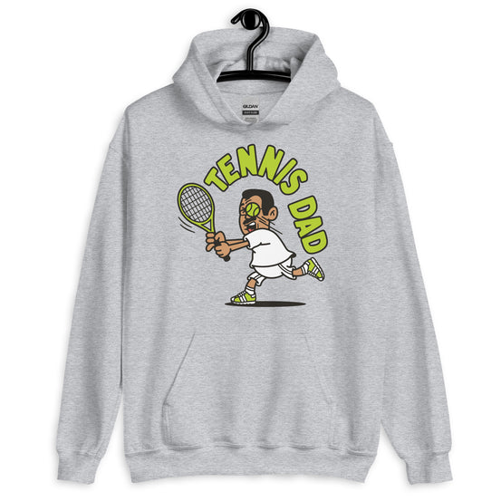 Tennis Black Hair Tan Skin Tone Glasses Short Moustache Dad Hoodie