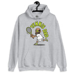 Tennis Black Hair Tan Skin Tone No-Glasses Bald Beard Dad Hoodie