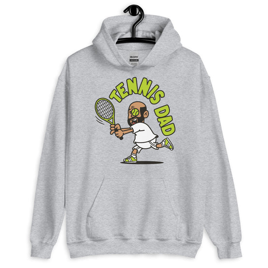 Tennis Black Hair Tan Skin Tone No-Glasses Bald Beard Dad Hoodie