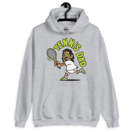 Tennis Black Hair Tan Skin Tone No-Glasses Long Moustache Dad Hoodie