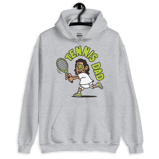 Tennis Black Hair Tan Skin Tone No-Glasses Long Stubble Dad Hoodie