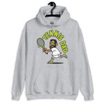 Tennis Black Hair Tan Skin Tone No-Glasses Short Beard Dad Hoodie