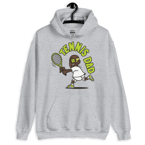 Tennis Blond Hair Dark Skin Tone Glasses Bald Stubble Dad Hoodie