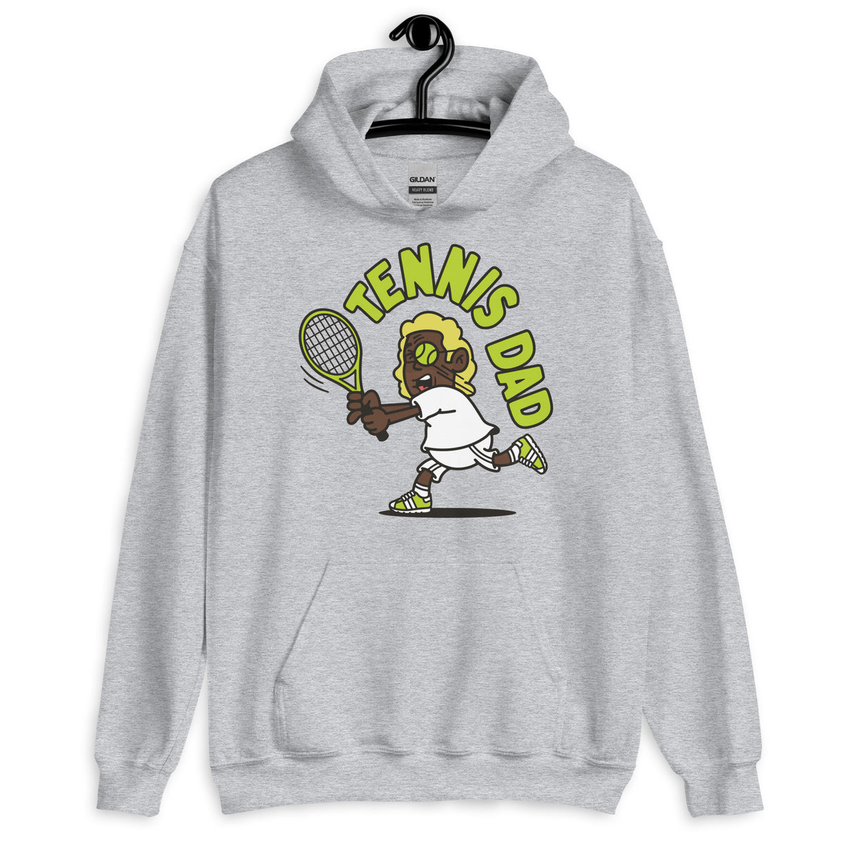 Tennis Blond Hair Dark Skin Tone Glasses Long Stubble Dad Hoodie