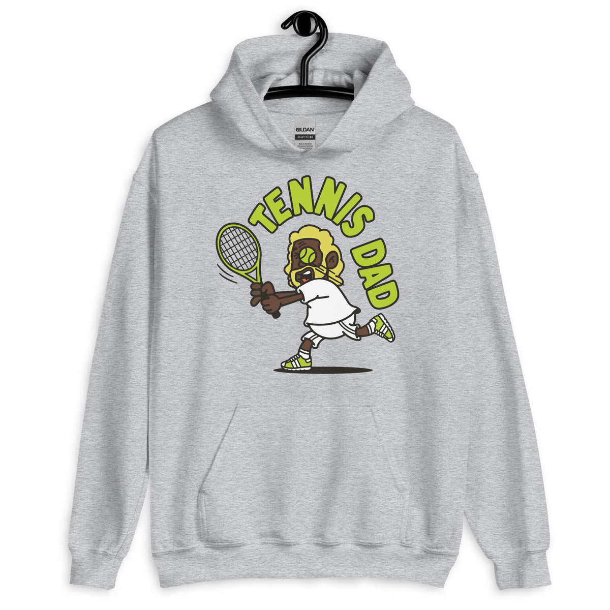 Tennis Blond Hair Dark Skin Tone No-Glasses Long Beard Dad Hoodie