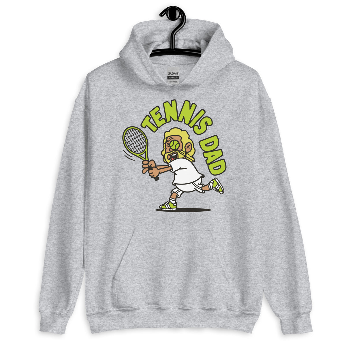 Tennis Blond Hair Tan Skin Tone No-Glasses Long Beard Dad Hoodie