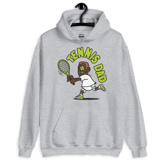 Tennis Brown Hair Dark Skin Tone Glasses Short Stubble Dad Hoodie