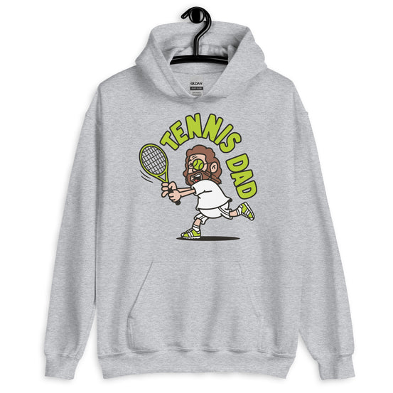 Tennis Brown Hair Light Skin Tone Glasses Long Beard Dad Hoodie