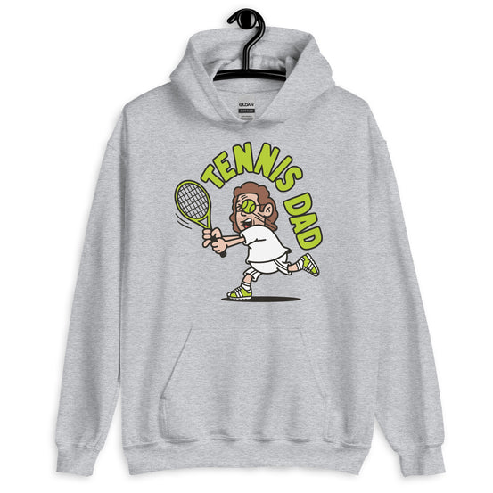 Tennis Brown Hair Light Skin Tone Glasses Long Stubble Dad Hoodie