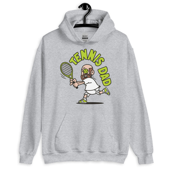 Tennis Brown Hair Light Skin Tone No-Glasses Bald Beard Dad Hoodie