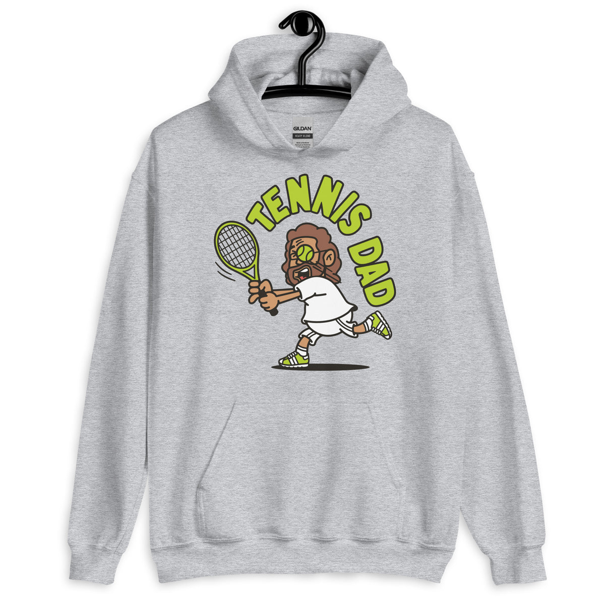 Tennis Brown Hair Tan Skin Tone Glasses Long Beard Dad Hoodie