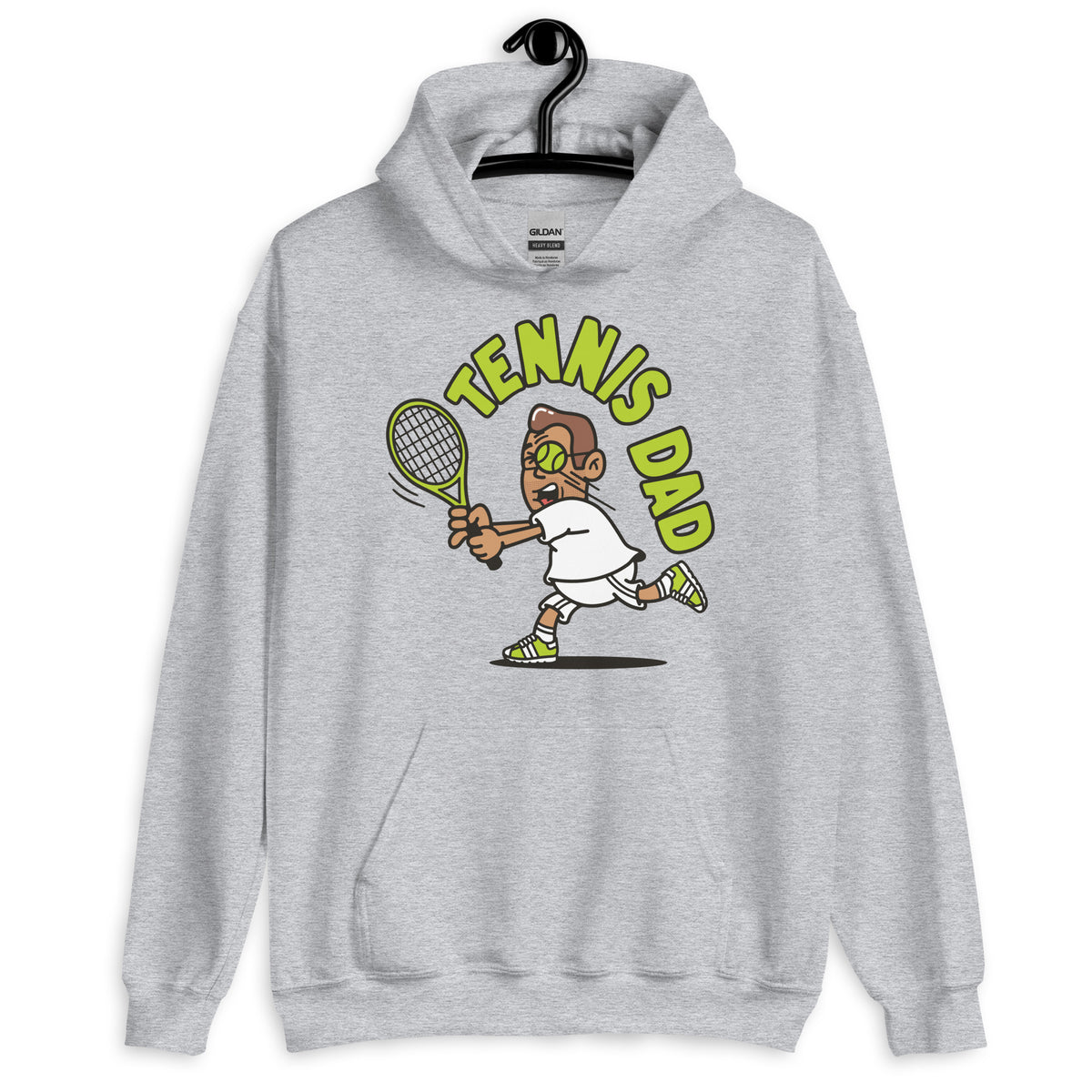 Tennis Brown Hair Tan Skin Tone Glasses Medium Stubble Dad Hoodie