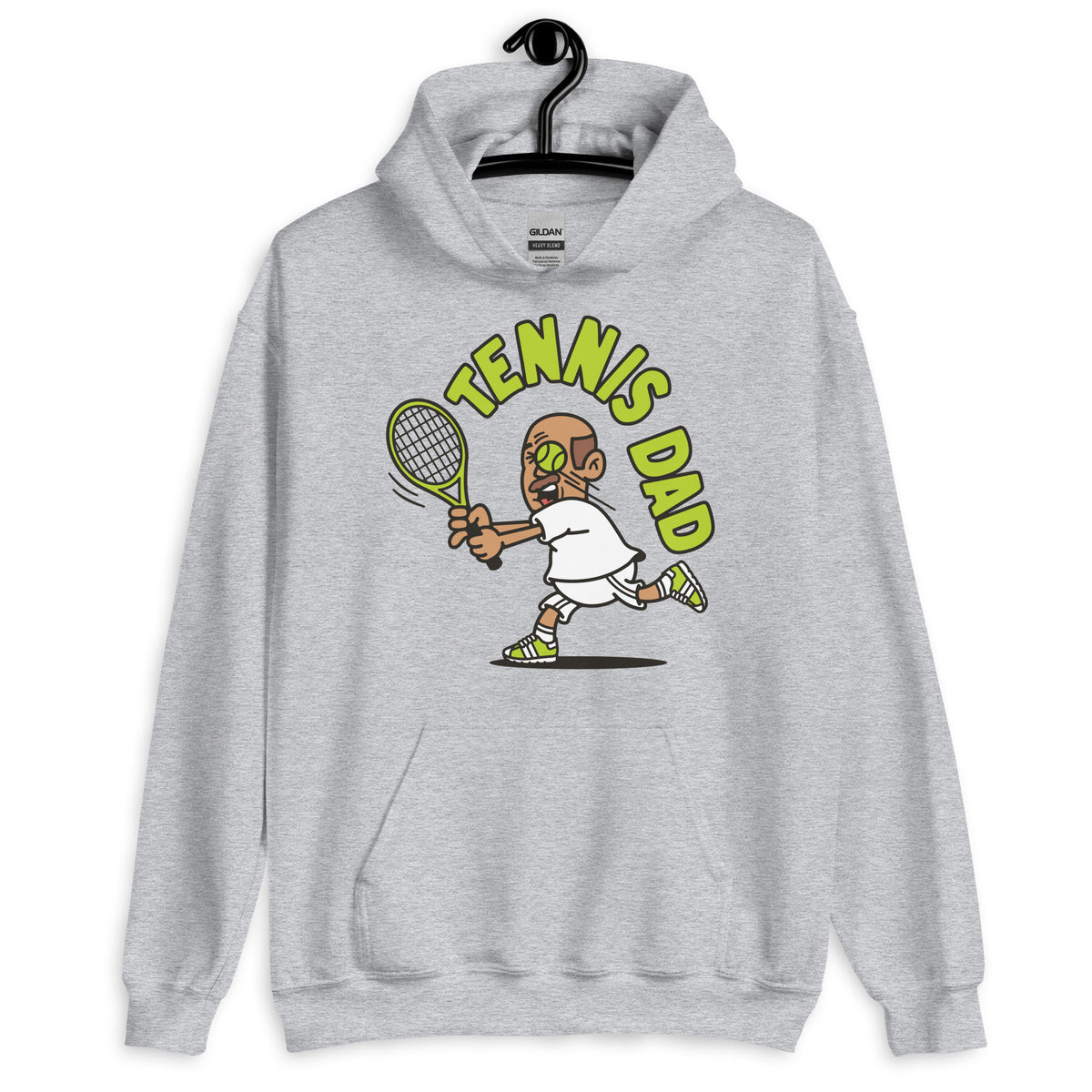 Tennis Brown Hair Tan Skin Tone No-Glasses Bald Moustache Dad Hoodie